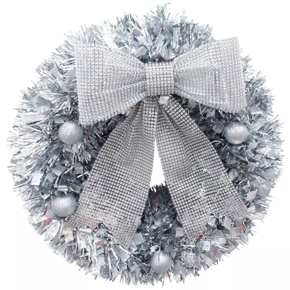 Youngcraft 18 inch Silver Tinsel Wreath NWT